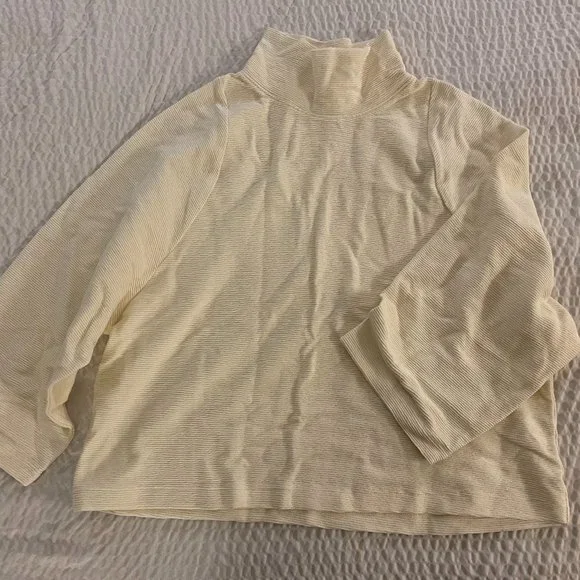 Madewell Texture & Thread Long-Sleeve Mockneck Top in Cream M NWT $59.50 K1826 - Picture 5 of 8